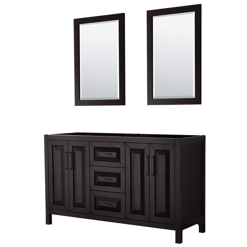 Wyndham Collection Daria 59" Double Free Standing Vanity Cabinet - - Dark Espresso / Matte Black Hardware
