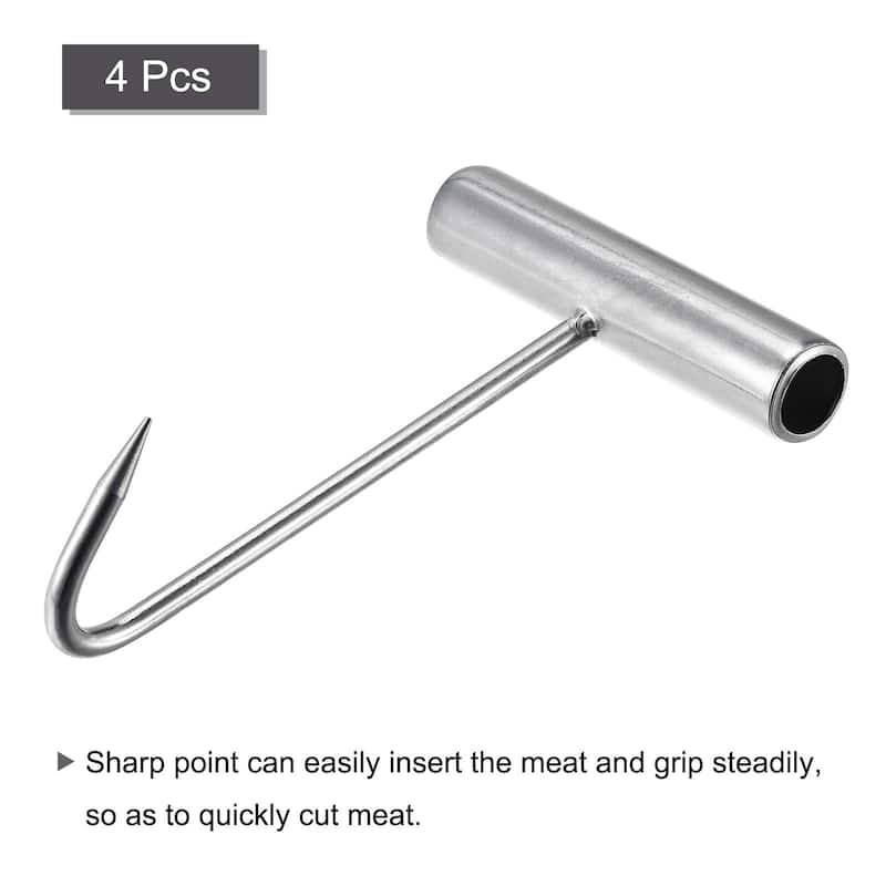 T-Handle Meat Boning Hook, Stainless Steel T Hook for Kitchen - Silver Tone