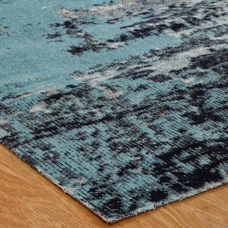 Porch & Den Pointer Aqua / Zinc Abstract Indoor/Outdoor Area Rug