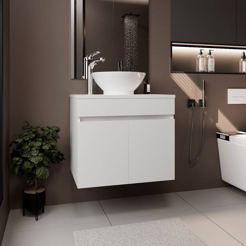 Bathroom Vanity with Clean, and minimalist design, 2 Doors with durable engineered wood - White