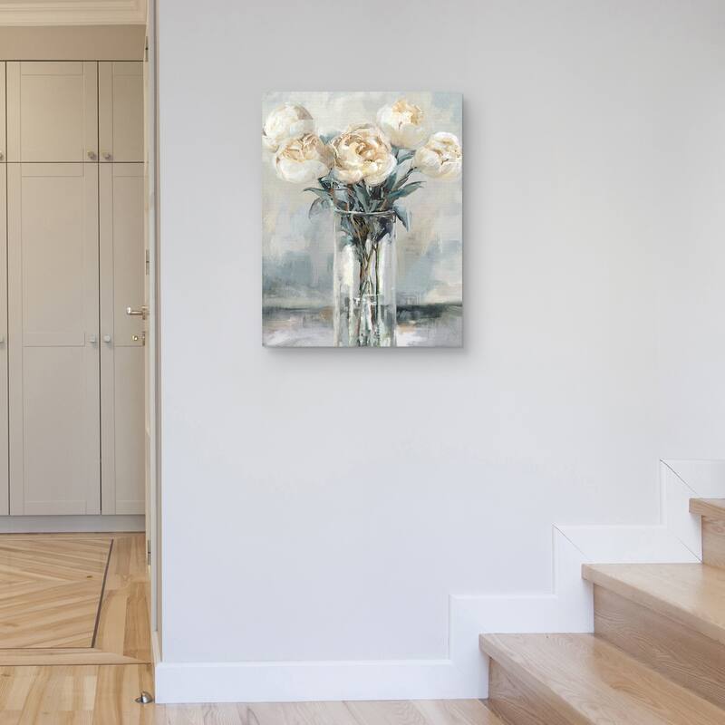 Precious Peonies II Crop by Studio Arts Canvas Art Print