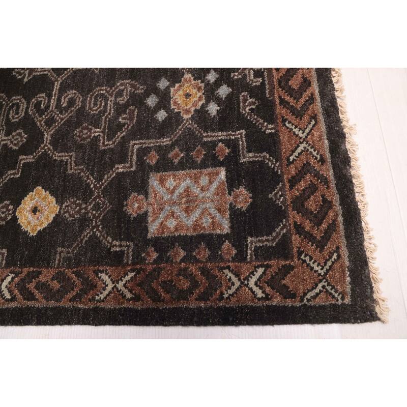 ECARPETGALLERY Hand-knotted Finest Agra Jaipur Black Wool Rug - 8'11 x 11'11