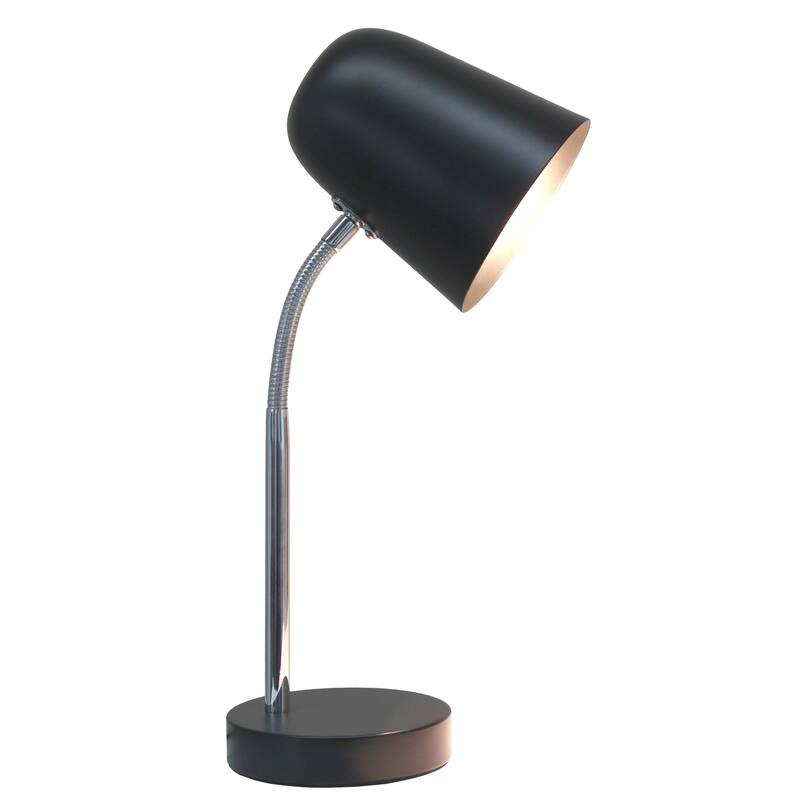 Minimalist Metal Gooseneck Desk Lamp with Adjustable Chrome Arm Modern Task Lighting Multiple Colors