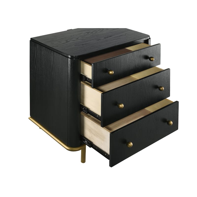 Arini Coastal 3-drawer Wood Bedroom Nightstand