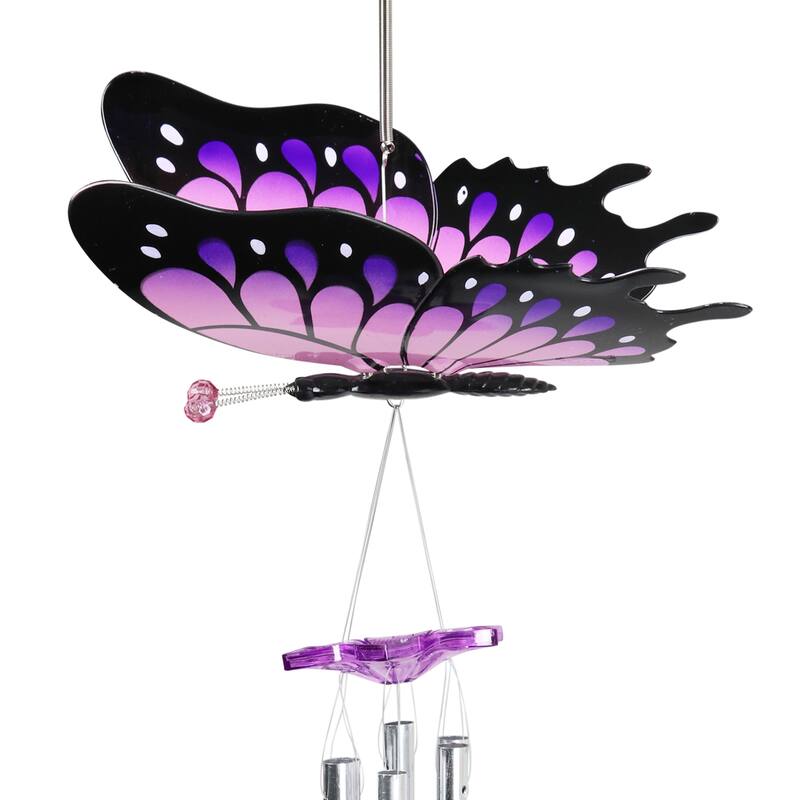 Exhart Large WindyWings Butterfly Wind Chime in Purple, 11 by 24 Inches