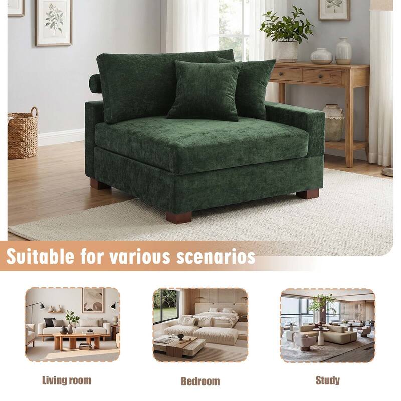 Chenille Upholstered Armless Accent Chair With Plush Cushion