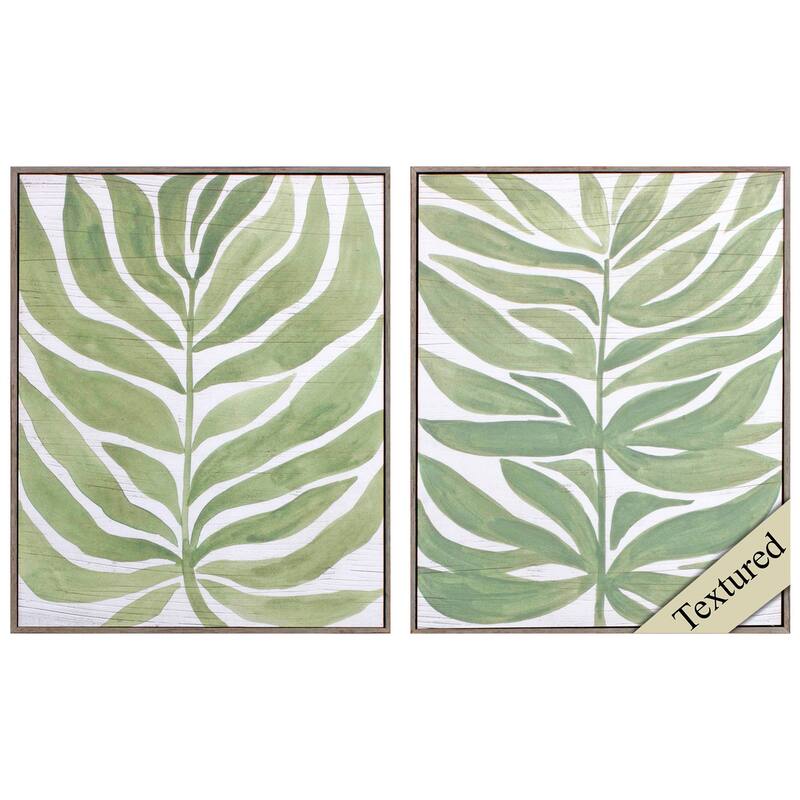 Propac Images Palm Leaf S/2 Textured Wall Art - Green - 20X16X2