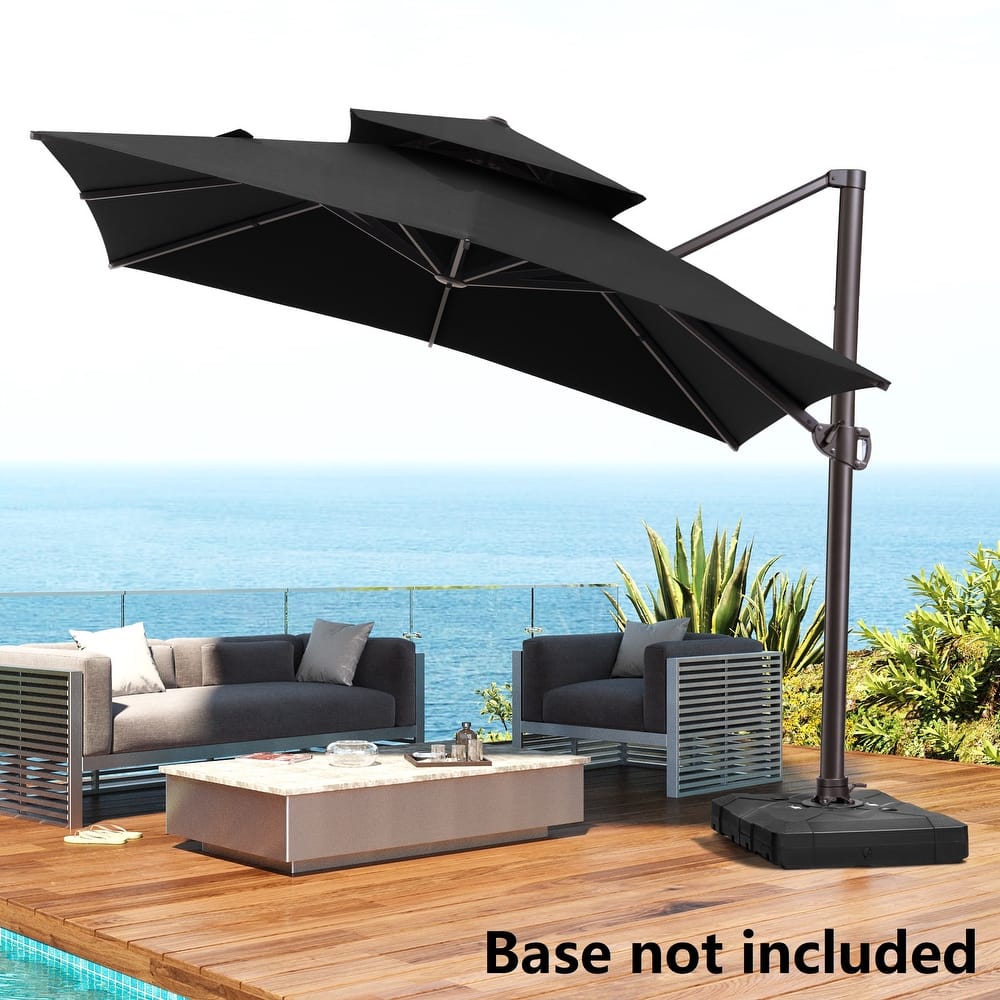 Outdoor Patio Cantilever Offset Umbrella 10 ft Square Double Top without Base