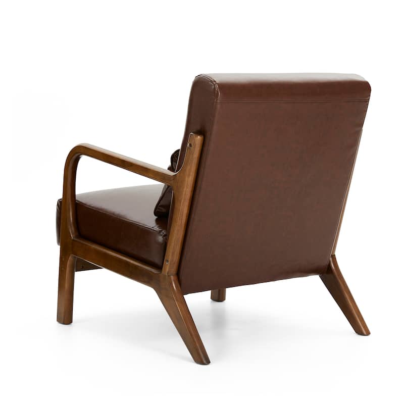 Glitzhome Set of 2 30.75"H Mid-Century Modern PU Leather Accent Chairs with Cushion - 25.75"W x 33.75"D x 30.75"H
