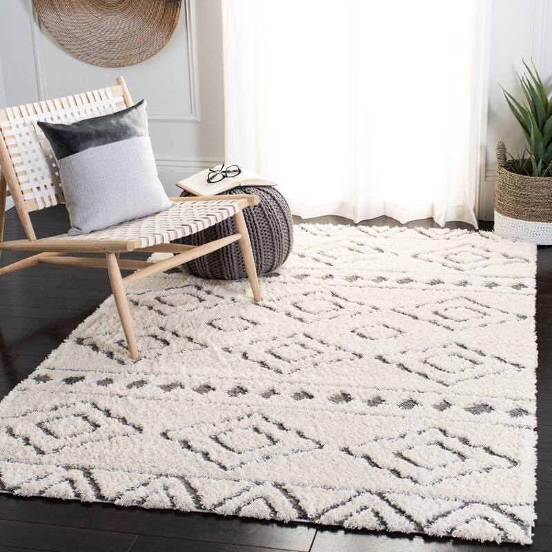 SAFAVIEH Sparta Shag Zetta Geometric Rug - 3' x 5' - Ivory/Grey
