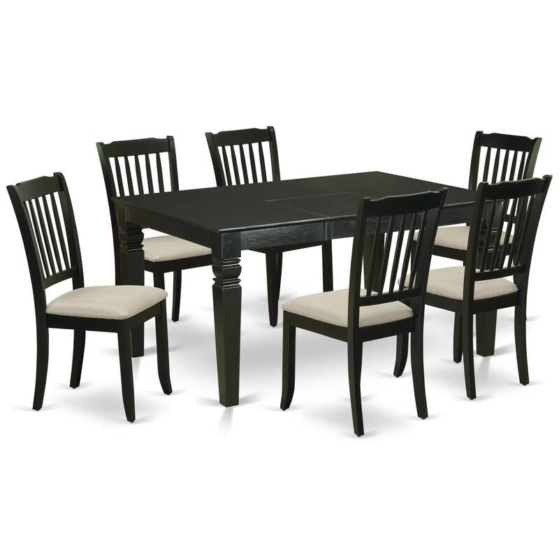 East West Furniture Dining Set- a Dining Table and Linen Fabric Dining Chairs(Finish & Pieces Options)