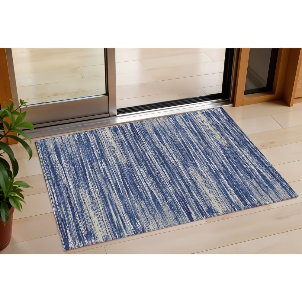HomeRoots Striped Transitional Rectangle Outdoor Rug