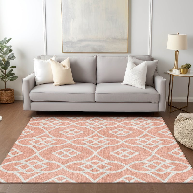 Machine Washable Indoor/ Outdoor Chantille Trellis Modern Rug