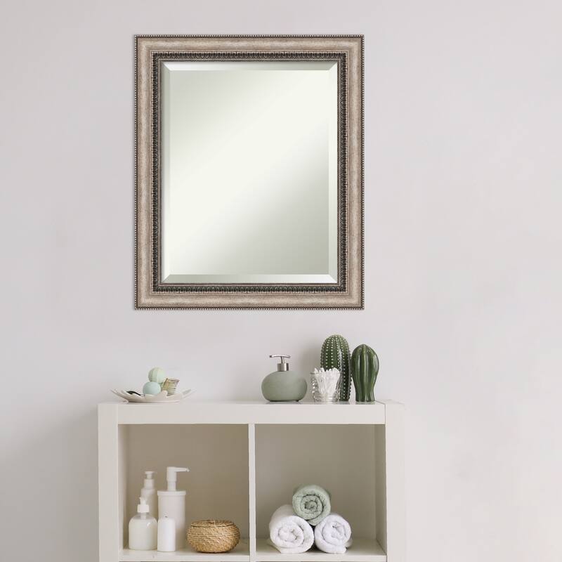 Beveled Bathroom Wall Mirror - Lyla Ornate Silver Frame - Lyla Ornate Silver