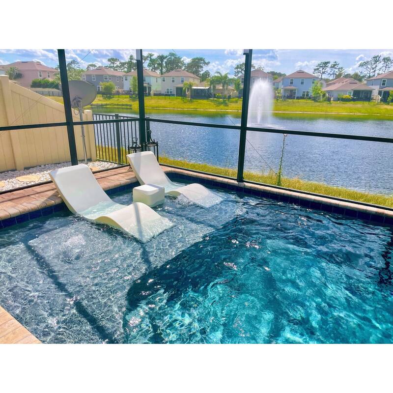 Aqua Outdoors In-Pool Side Table - Small for 0-9in of Water - Small - White Granite.