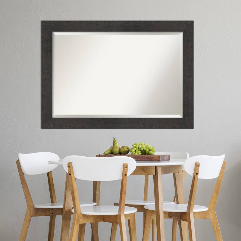 Beveled Wall Mirror - Rustic Plank Espresso Frame