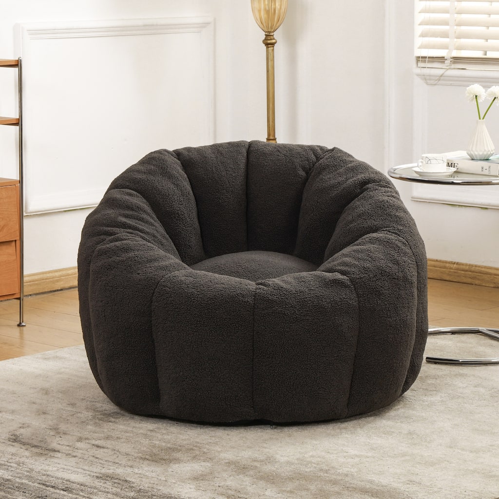 Comfortable Bean Bag Chair Dark Gray Sofa Chair with Armrests, Leisure Chair Lounge Chair Upholstered Chair