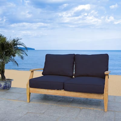 SAFAVIEH Couture Martinique Wood Patio Loveseat - 56"W x 35"D x 32"H