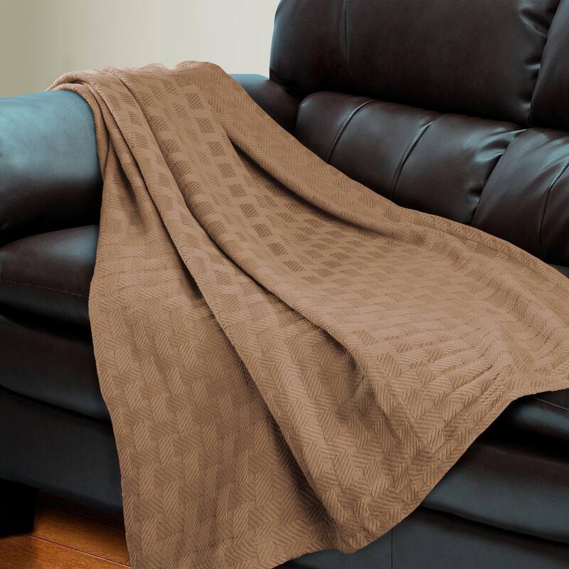 Superior Basketweave All-Season Bedding Cotton Blanket