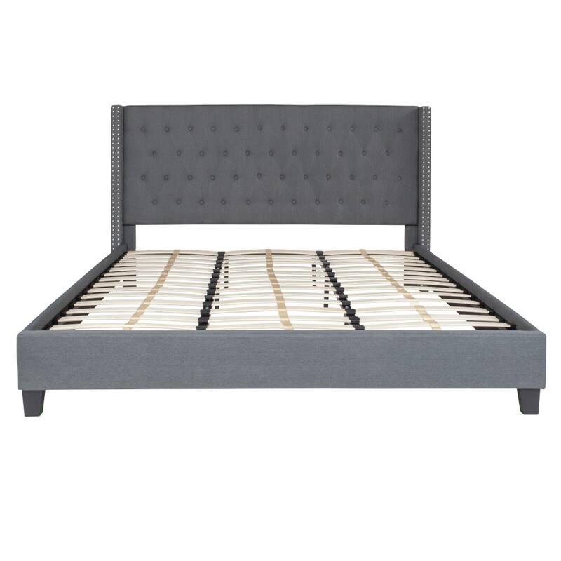 Tufted Upholstered Nailhead Trim Platform Bed
