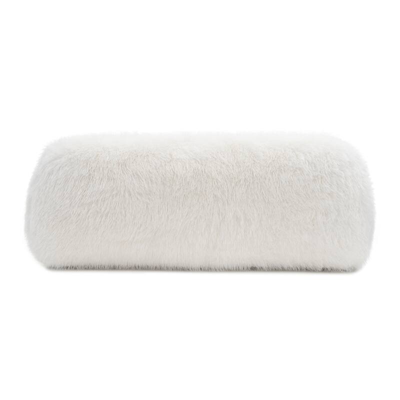 Furniture of America Cynra Modern 2-Piece Faux Fur Sofa Set with Ball Pillows