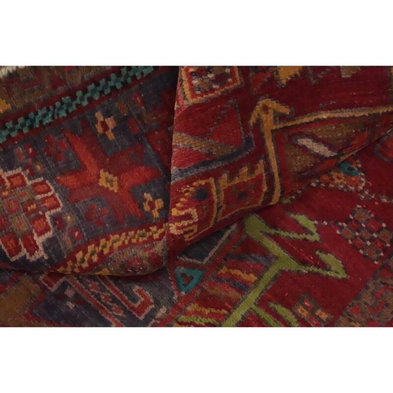 Hand Knotted Oriental 100% Wool Carpet Traditional Geometric Red Heriz Runner Rug - 10' 0'' X 3' 6''