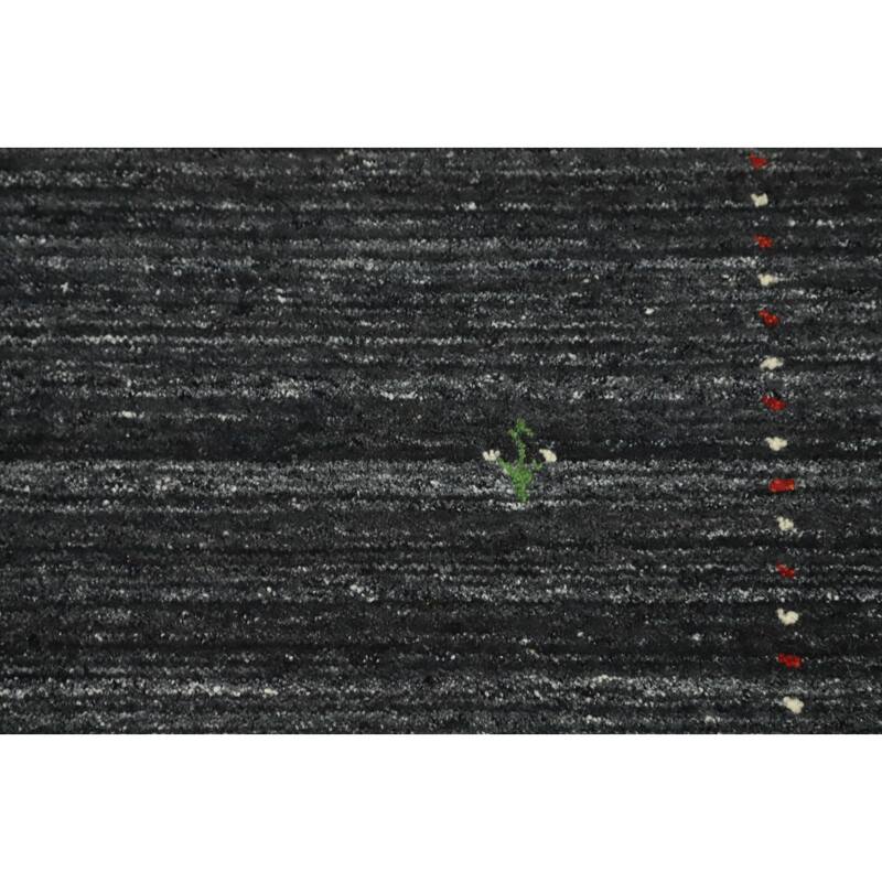 Hand Knotted Oriental 100% Wool Carpet Tribal Animal Pictorial Greys & Charcoal Gabbeh Area Rug - 7' 6'' X 5' 3''