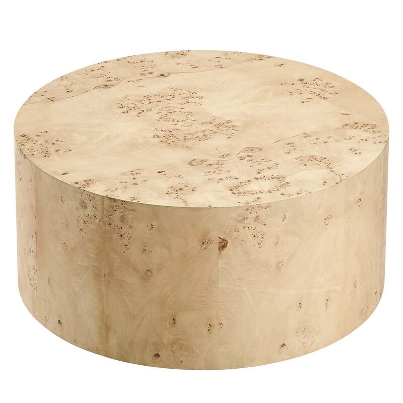 Cosmos 35" Round Burl Wood Coffee Table - N/A