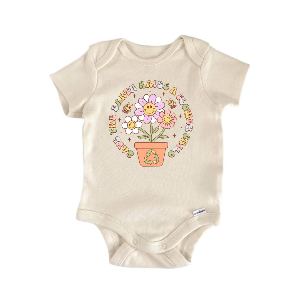 Save The Earth Flower Girl Earth Day - Baby Boy Girl Clothes Bodysuit Funny Cute