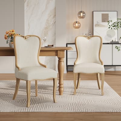 Christopher Knight Home - Evadne Rubberwood Wing Back Upholstered Dining Chair Set