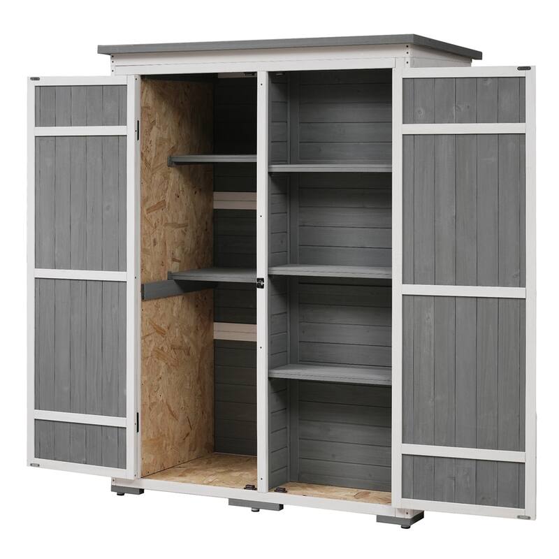 Outdoor Lockable Wood Storage Shed with Waterproof Roof and Shelves