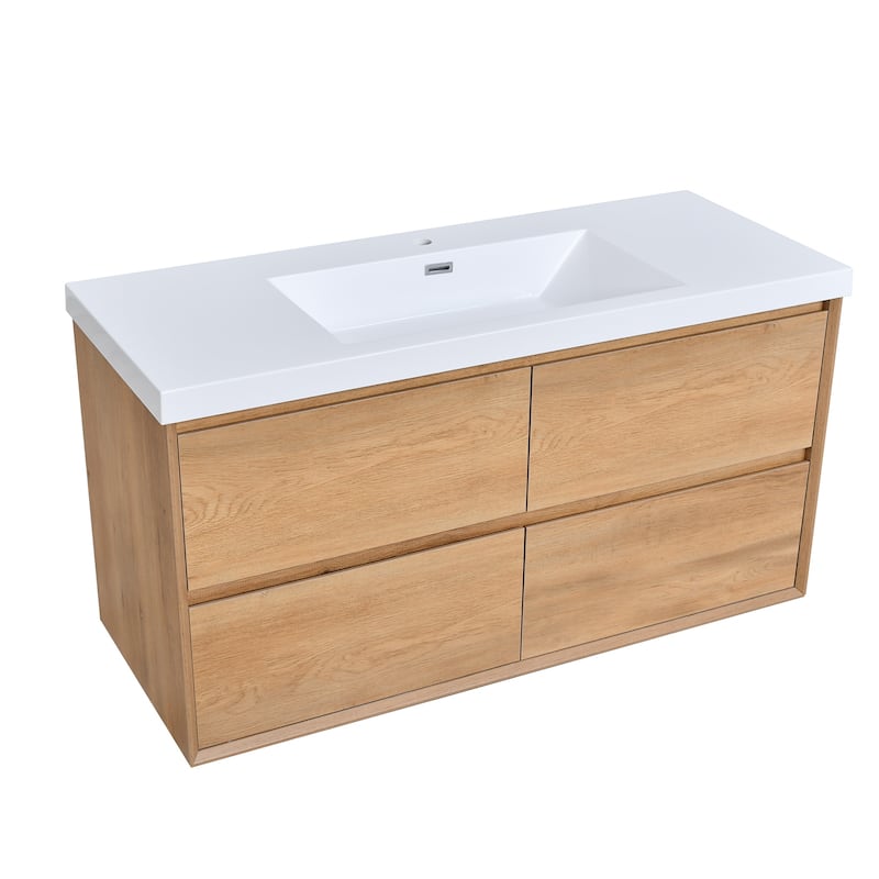Prismella 36" 48'' Wall Mounted Bathroom Vanity with Top, Floating Cabinet Sink Combo - 48 in. Vanity