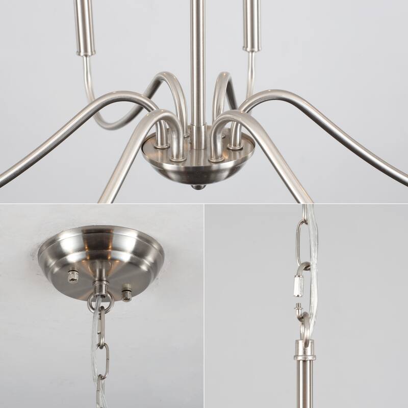 25.59'' W 6-Light Simple Candle Chandelier, Industrial Chandelier, Traditional Metal Ceiling Light for Dining Living Room