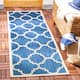 SAFAVIEH Courtyard Maryanne Indoor/ Outdoor Waterproof Patio Backyard Rug - 2'3" x 8' Runner - Navy/Beige