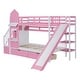 preview thumbnail 8 of 17, Traditional Castle Style Twin Over Twin Bunk Bed with Slide,2 Drawers Under-Bed and Storage Staircase