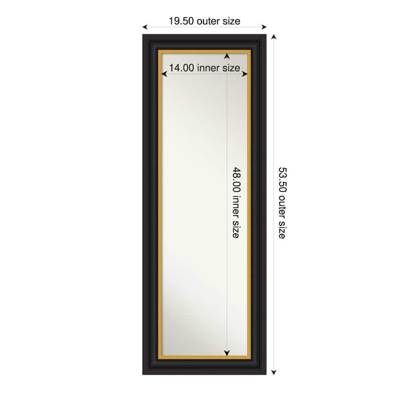 Sierra Non-Beveled Wood Framed Full-Length On the Door Mirror - 20 x 54 in - Sierra Black Brown