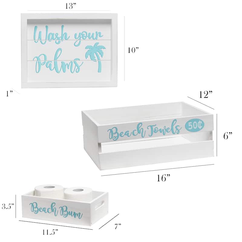 Elegant Designs Three Piece Decorative Wood Bathroom Set