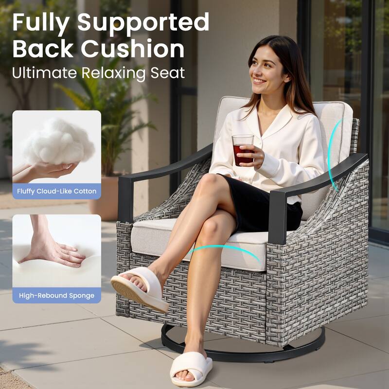 Pocassy Outdoor Patio Swivel Glider Chairs with Cushion
