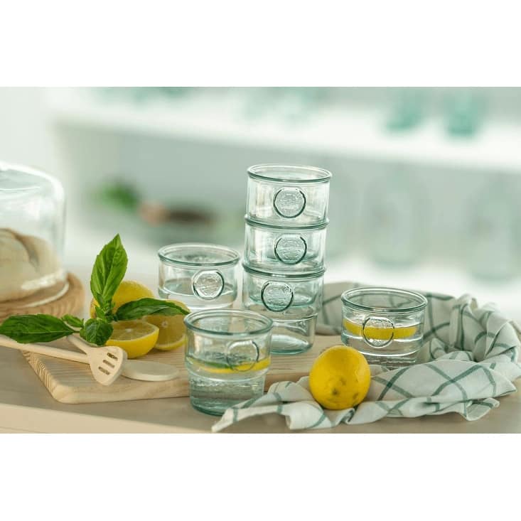 Euro Ceramica Euro Essential 6 Piece 10 oz Stackable Recycled Glass Tumblers Set - Made in Spain