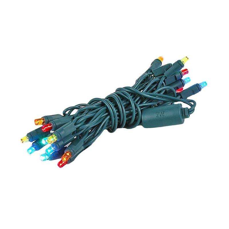 20 Light LED Christmas Mini Light, Non-Connectable, Green Wire, 8.5’ - Multi
