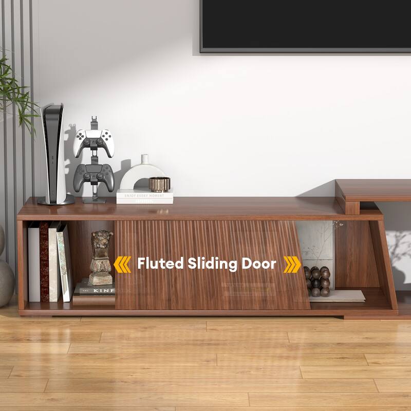 Gymojoy Extendable Adjustable Length 70.9"-106.2" TV Stand for 85-110 Inch Entertainment Center,Retractable Media Console Table.