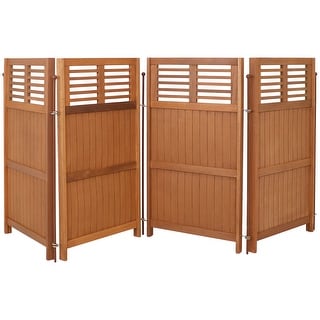 Sunnydaze Folding Outdoor Wood Privacy Screen - 44-Inch Tall - Bed Bath ...