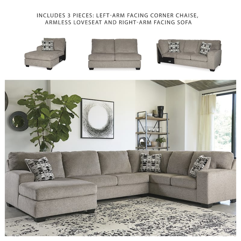 Ballinasloe 3-Piece Sectional with Left Facing Chaise - Platinum