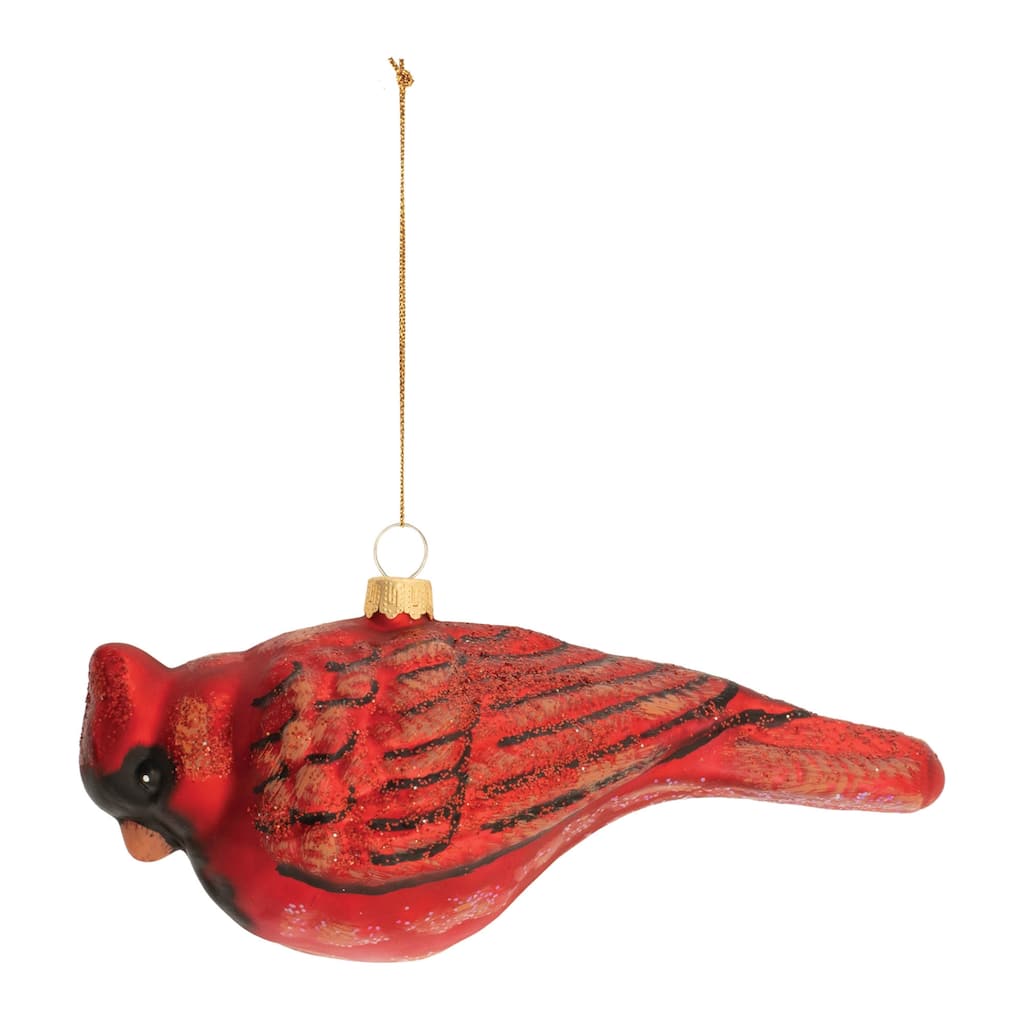 Glittered Glass Cardinal Bird Ornament (Set of 6) - N/A