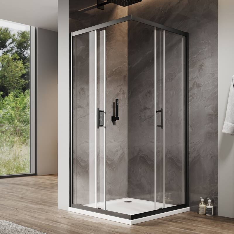 Elegant 36" W x 36" L x 72" H Corner Entry Shower Enclosure Sliding Shower Doors