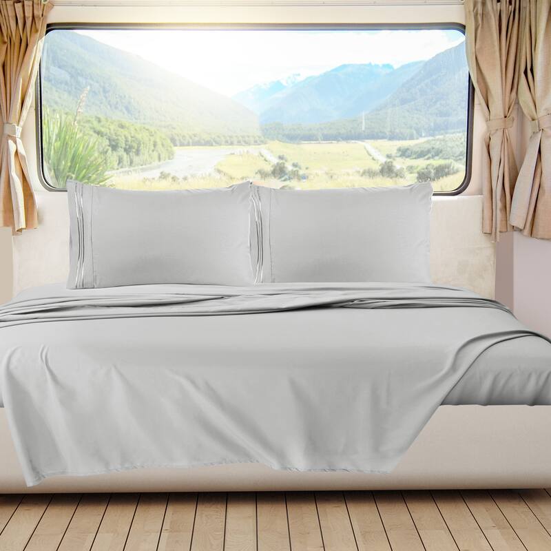 Empyrean Hotel Luxury 6 Piece Sheet Set - Super Soft Bedding Sheets & Pillowcases - Short Queen - Light Gray