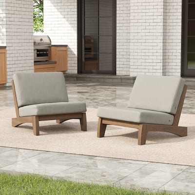 Outdoor Acacia Club Chair Set Loveseate with Weather-Resistant Cushions