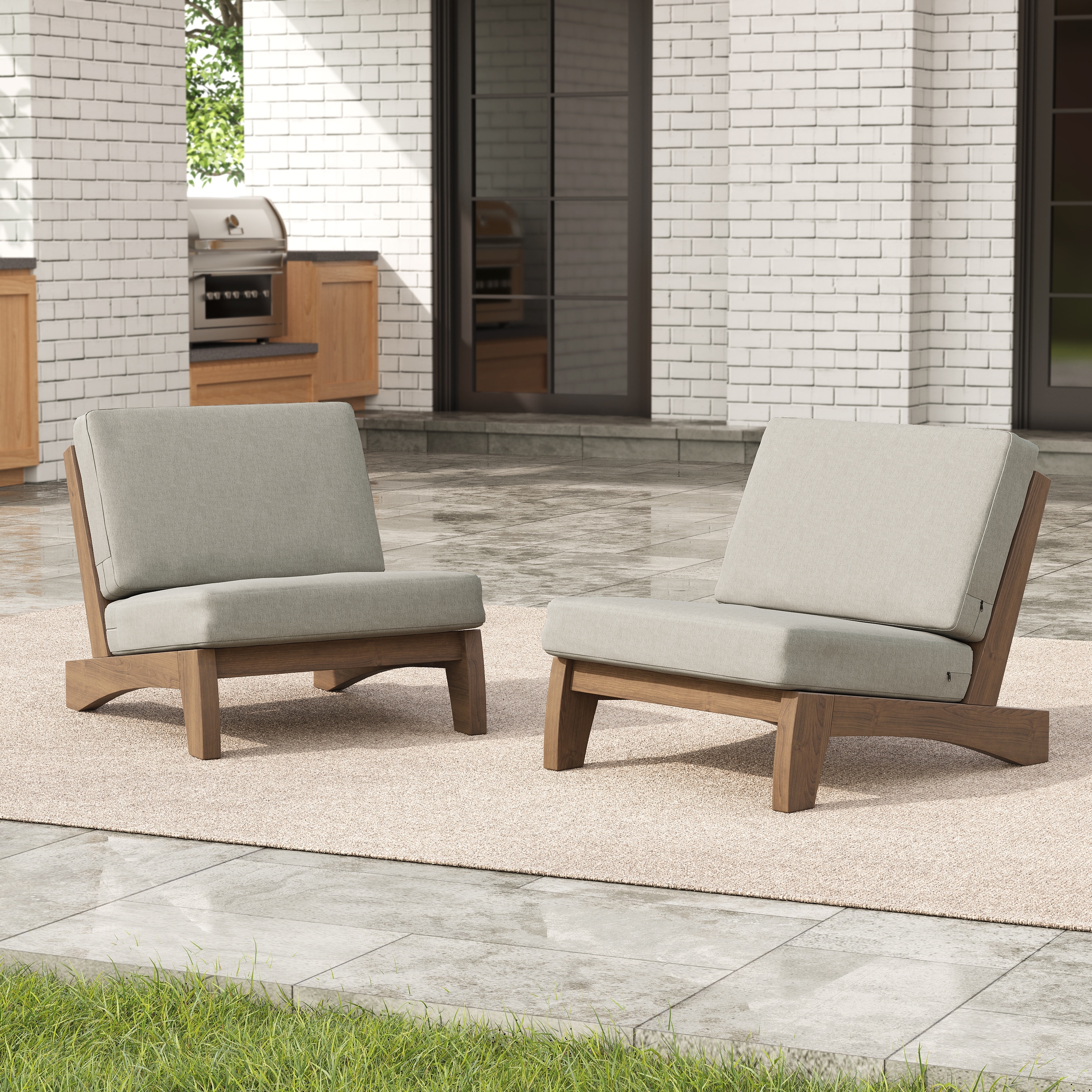 Outdoor Teak Patio Furniture 2 Club Chairs Loveseat Table