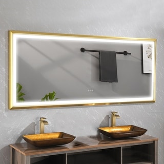 Dornberg 84x36 inch Gold-framed LED Bathroom Mirror,Anti Fog,Dimmable ...