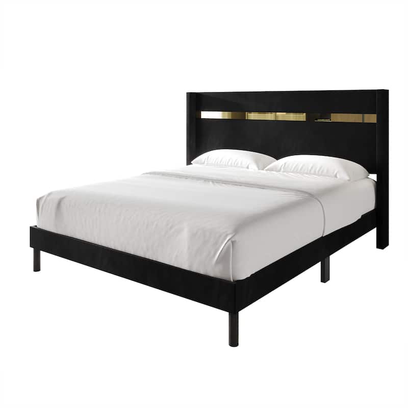 CraftPorch Glam Wingback Velvet Upholstered Bed